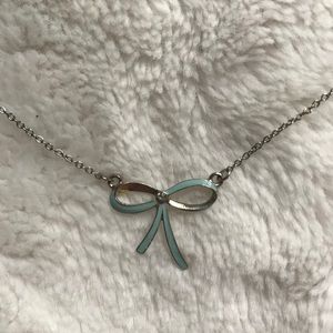 Blue and Gold Bow Necklace